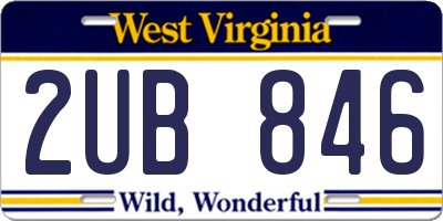 WV license plate 2UB846