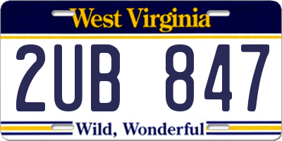 WV license plate 2UB847