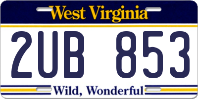 WV license plate 2UB853