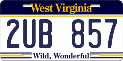 WV license plate 2UB857