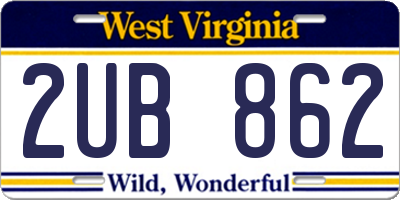 WV license plate 2UB862