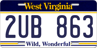 WV license plate 2UB863