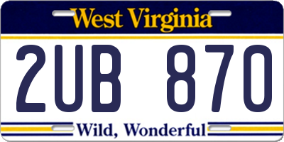WV license plate 2UB870