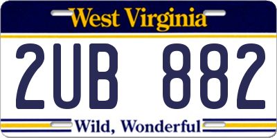 WV license plate 2UB882