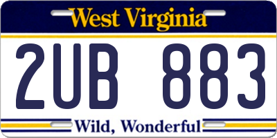 WV license plate 2UB883