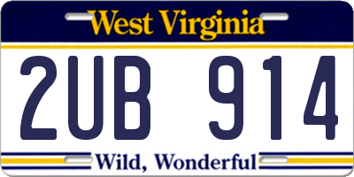 WV license plate 2UB914