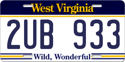 WV license plate 2UB933