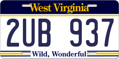 WV license plate 2UB937