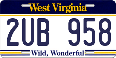 WV license plate 2UB958