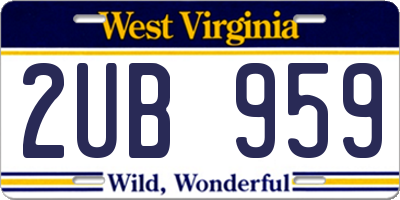 WV license plate 2UB959