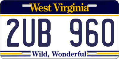 WV license plate 2UB960