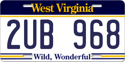 WV license plate 2UB968