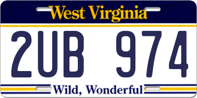 WV license plate 2UB974