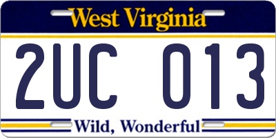 WV license plate 2UC013