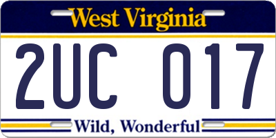 WV license plate 2UC017