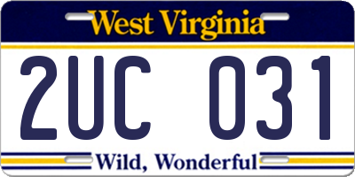 WV license plate 2UC031