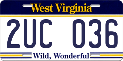 WV license plate 2UC036