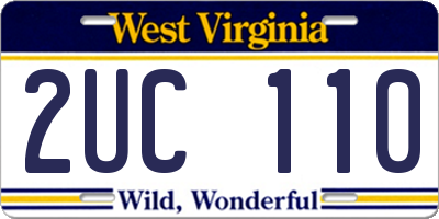 WV license plate 2UC110