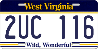 WV license plate 2UC116