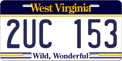 WV license plate 2UC153