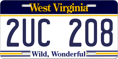 WV license plate 2UC208