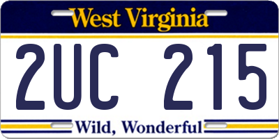 WV license plate 2UC215