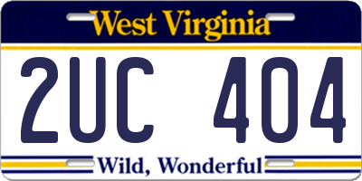WV license plate 2UC404