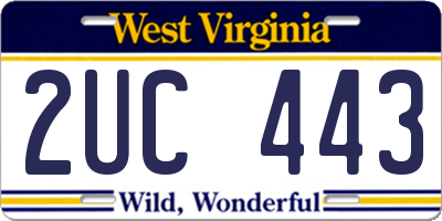 WV license plate 2UC443
