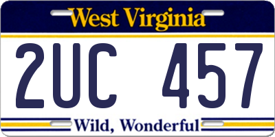WV license plate 2UC457