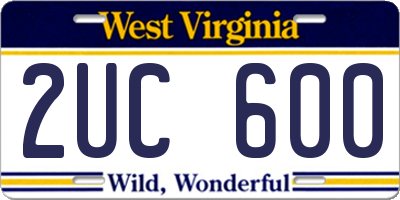 WV license plate 2UC600