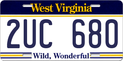 WV license plate 2UC680