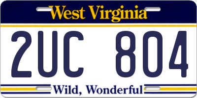 WV license plate 2UC804