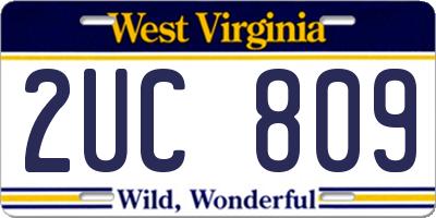 WV license plate 2UC809