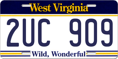 WV license plate 2UC909