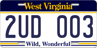WV license plate 2UD003