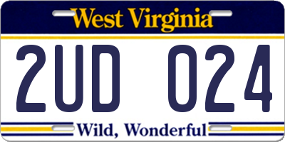 WV license plate 2UD024
