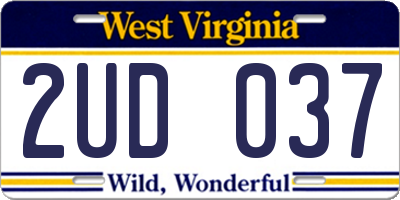 WV license plate 2UD037
