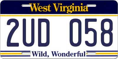 WV license plate 2UD058