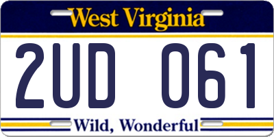 WV license plate 2UD061
