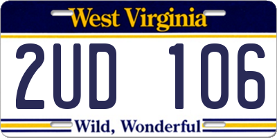 WV license plate 2UD106
