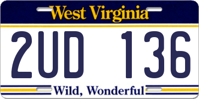 WV license plate 2UD136