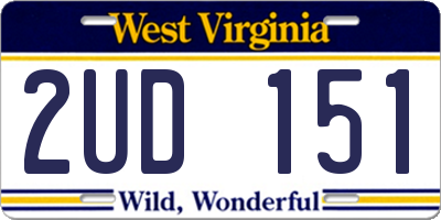WV license plate 2UD151