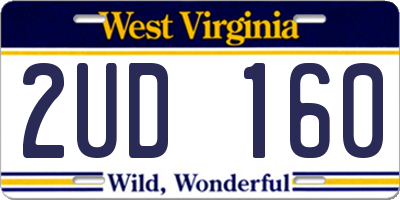 WV license plate 2UD160