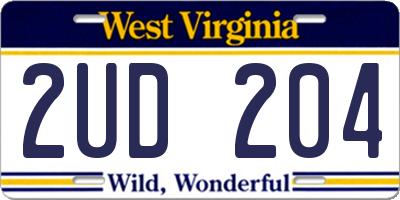 WV license plate 2UD204