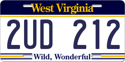 WV license plate 2UD212