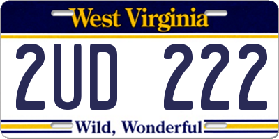 WV license plate 2UD222