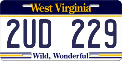 WV license plate 2UD229