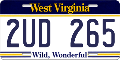 WV license plate 2UD265