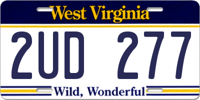 WV license plate 2UD277