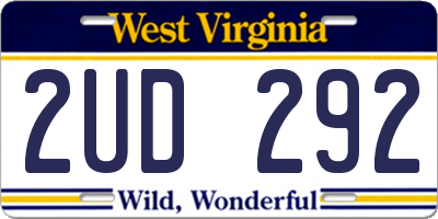 WV license plate 2UD292